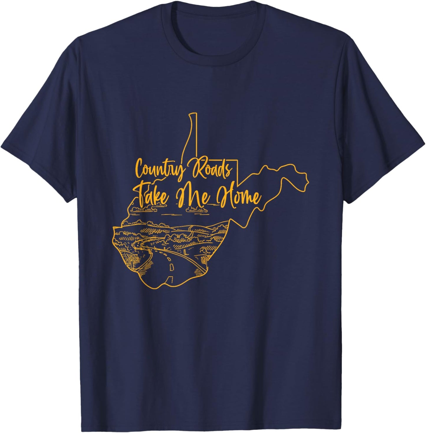 West Virginia Pride | WV Home | Country Roads | Footprint T-Shirt - T-Shirt | Navy