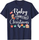 Cute Pregnancy Announcement Baby Bump First Christmas T-Shirt - T-Shirt | Navy