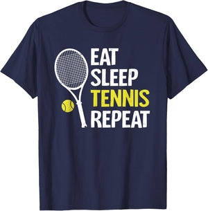 Eat Sleep Tennis Repeat Funny Tennis Player Men Boys T-Shirt - T-Shirt | Navy