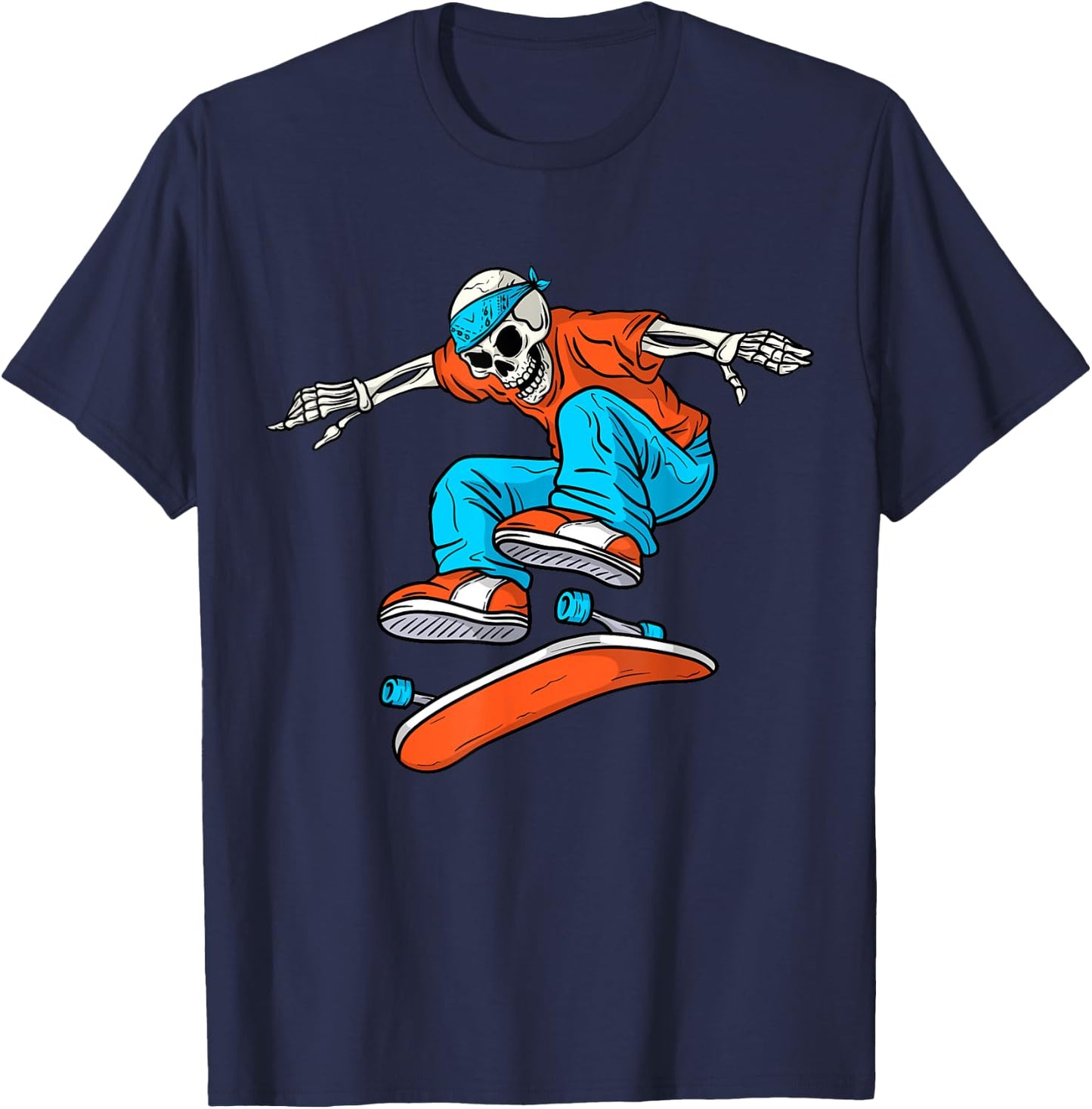 SkaYteboarding Skateboarder Skeleton Skateboarding - Kids Black XS Small Short Sleeve T-Shirt - T-Shirt | Navy