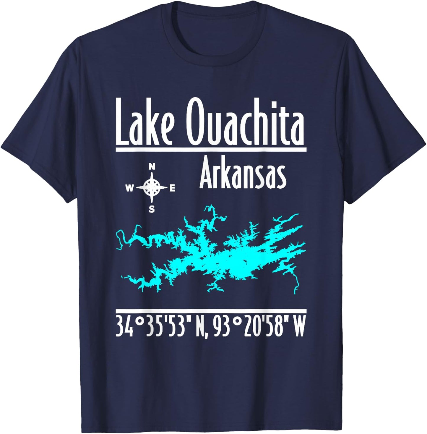 Modern Lake Ouachita, Arkansas T-Shirt - T-Shirt | Navy
