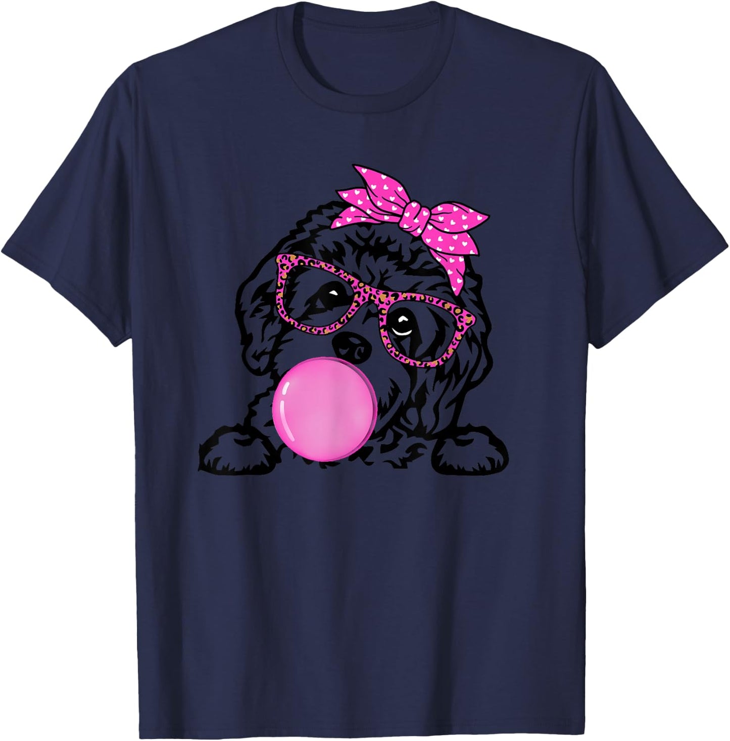Cavapoo dog mom with bubble gum bandana glasses Women Kids T-Shirt - T-Shirt | Navy