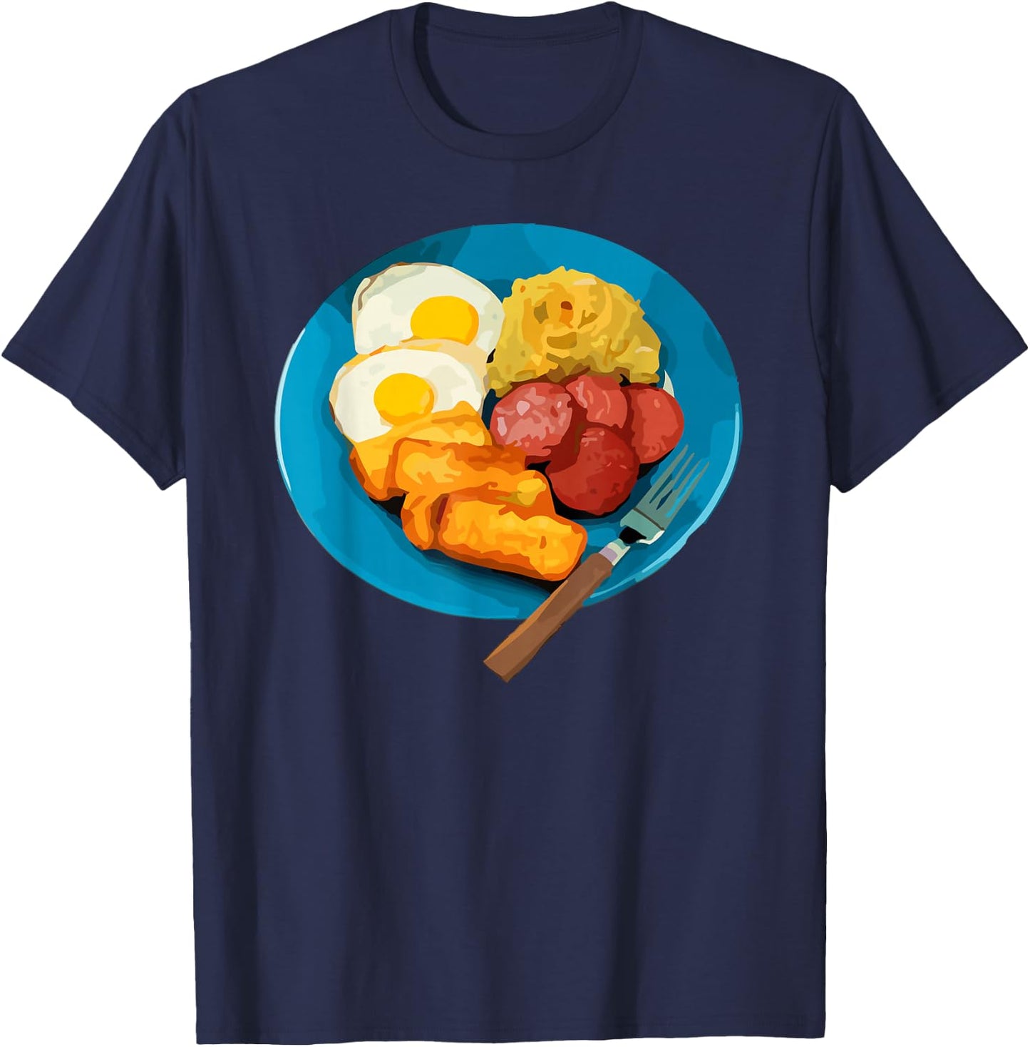 Fun Mangú Salami Queso Frito Dominican Republic Popular Food T-Shirt - T-Shirt | Navy