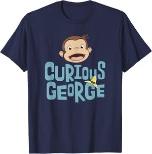 Curious George 3D Text Stack George Big Face T-Shirt - T-Shirt | Navy