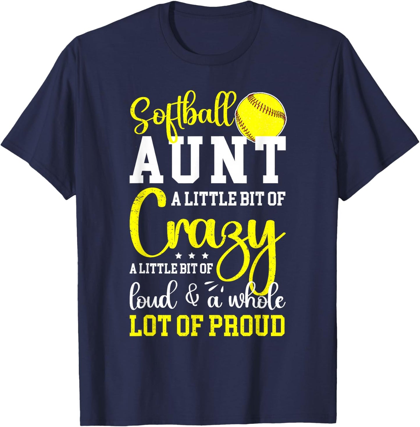 Softball Aunt Proud Aunt Of A Softball Player Aunt T-Shirt - T-Shirt | Navy