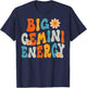 Gemini Big Energy Retro Smile Flower Zodiac Birthday Women T-Shirt - T-Shirt | Navy