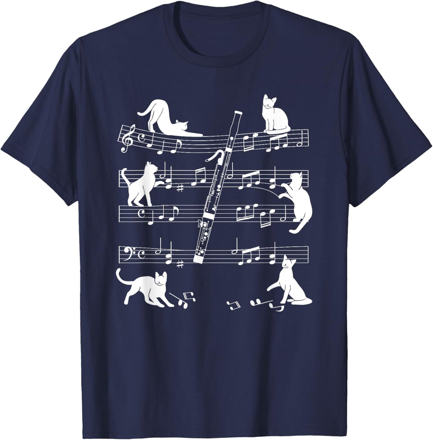 Bassoonist Cats for Cat loving Bassoon player Women Girls Kids T-Shirt - T-Shirt | Navy
