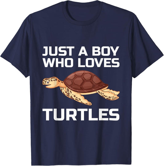 Funny Sea Turtles Design For Boys Kids Men Tortoise Lover T-Shirt - T-Shirt | Navy