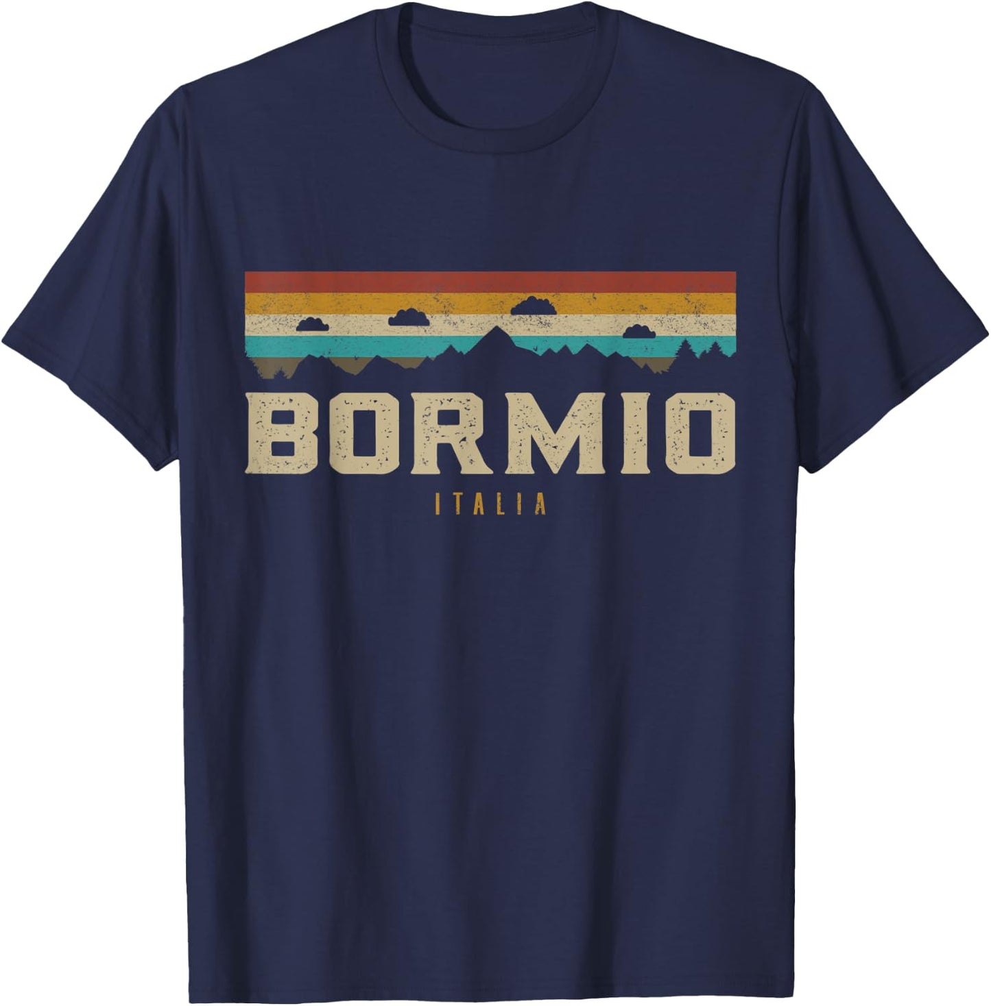 Bormio Mountains Italy Hiking Outdoors Retro T-Shirt - T-Shirt | Navy