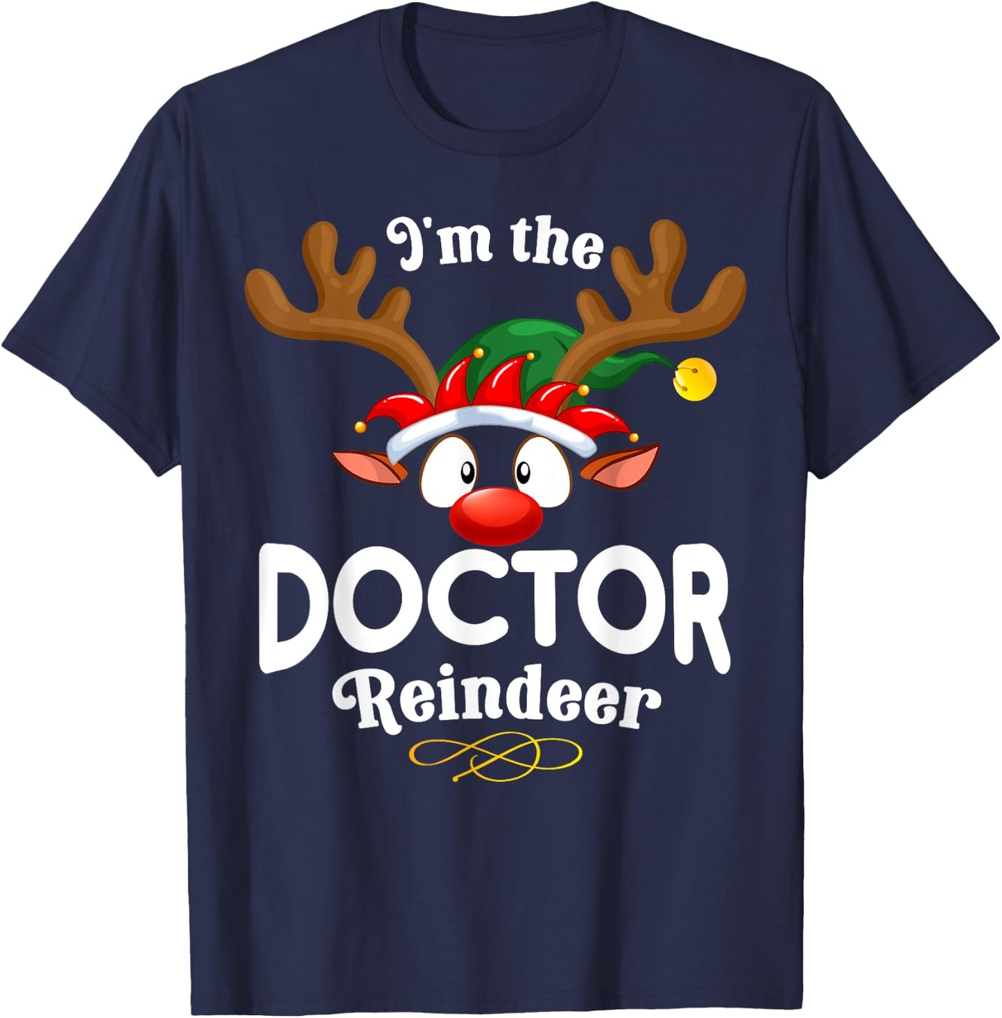 Christmas PJS Doctor XMas Reindeer Matching T-Shirt - T-Shirt | Navy