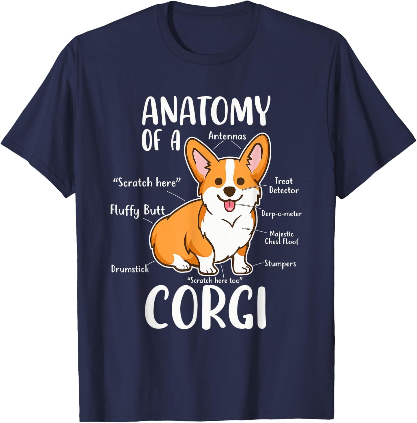Anatomy Of A Corgi Funny Dog Apparel Men Women T-Shirt - T-Shirt | Navy