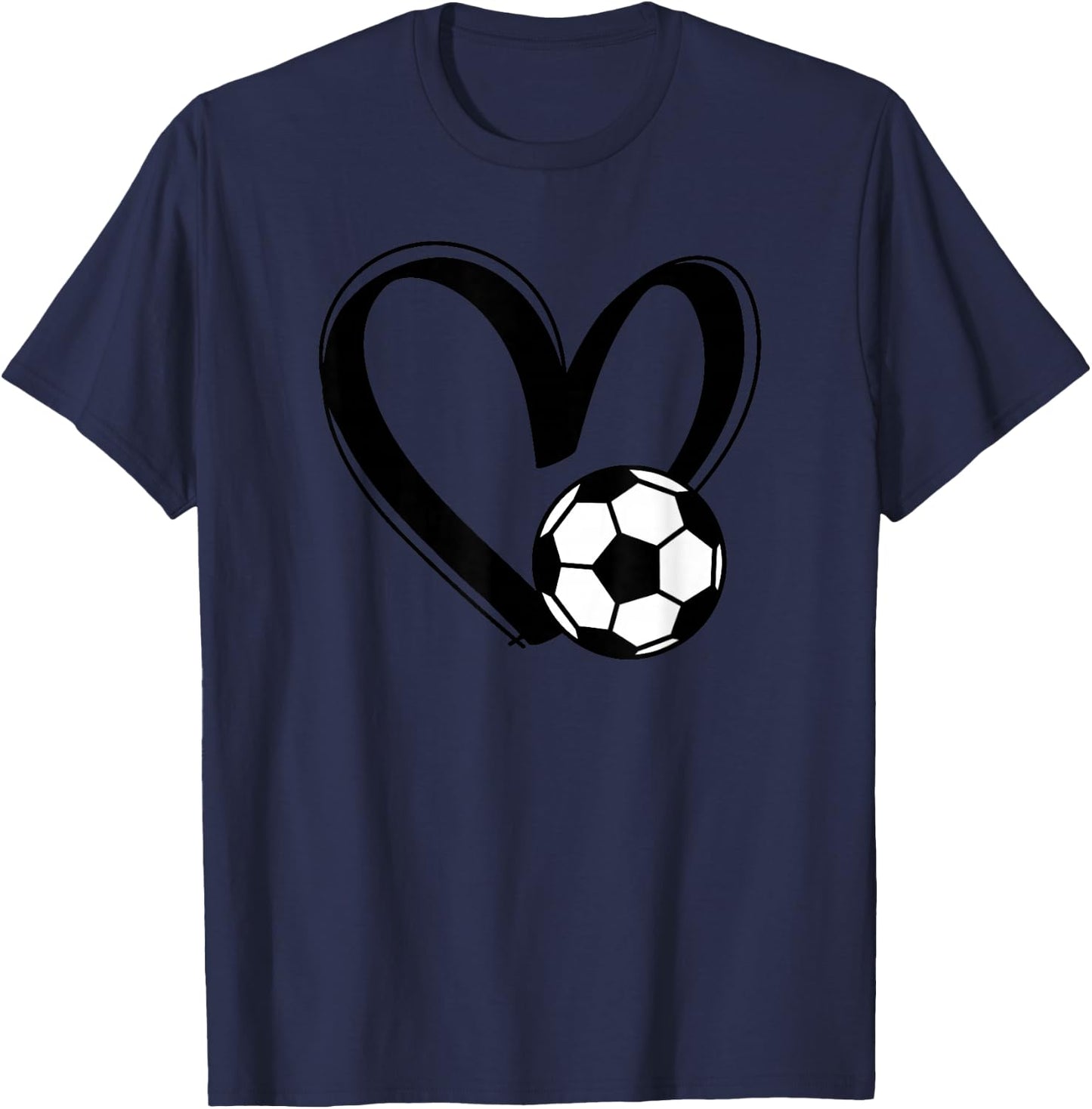 Soccer Ball Heart T-Shirt - T-Shirt | Navy