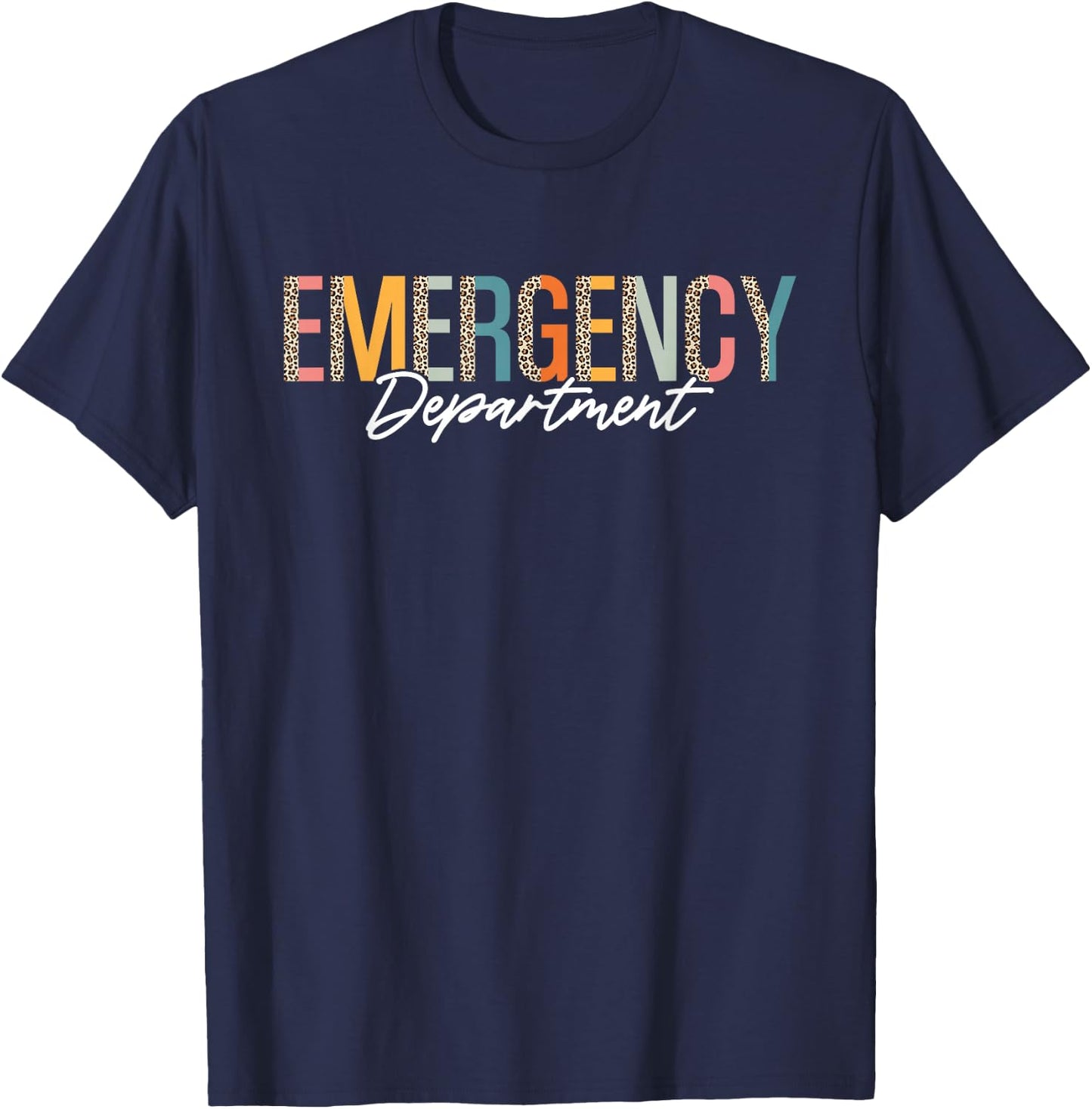 Emergency Department Emergency Room Nursing Retro Leopard T-Shirt - T-Shirt | Navy