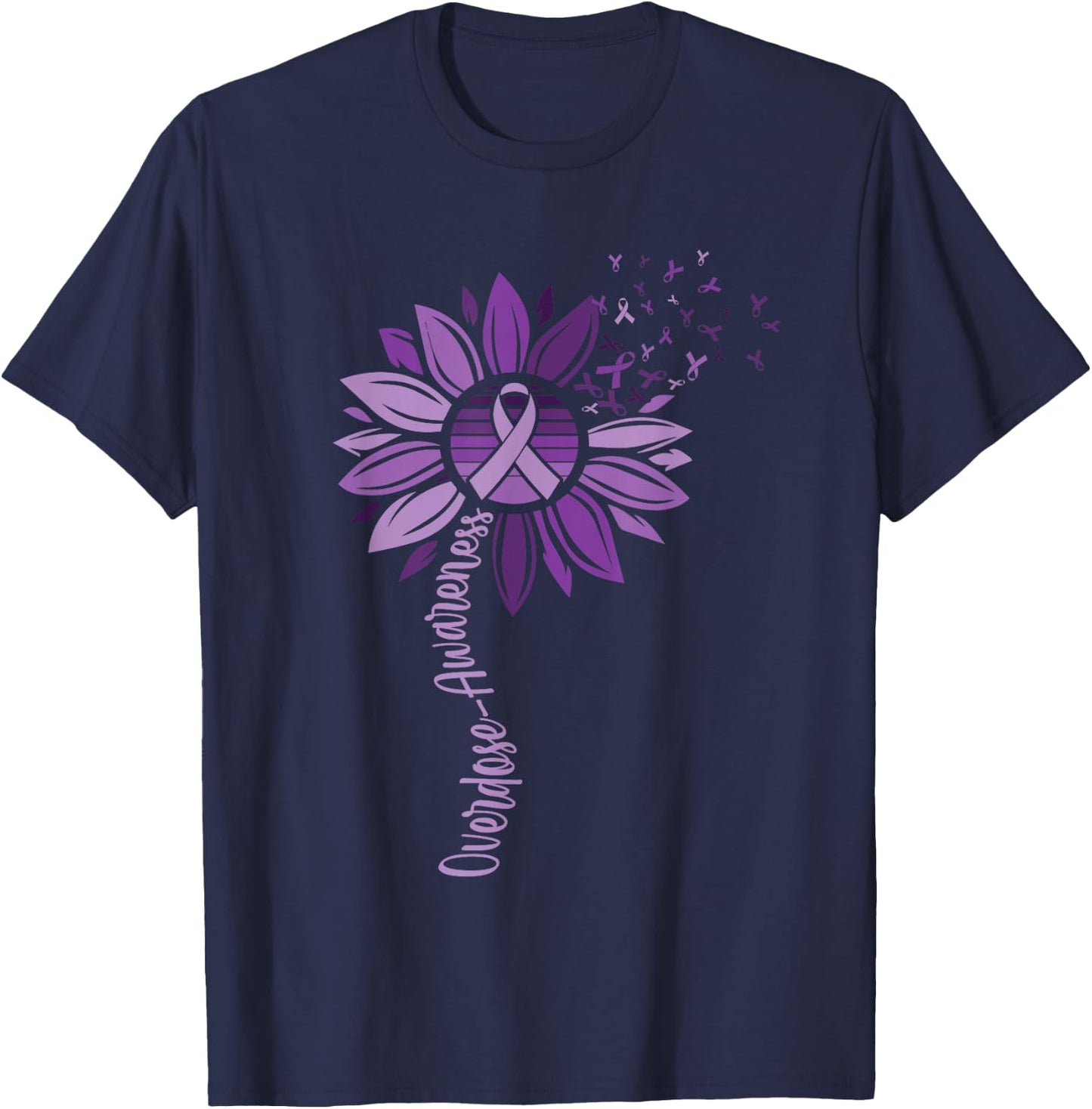 Sunflower Ribbons Overdose Awareness Men T-Shirt - T-Shirt | Navy