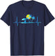 Heartbeat Palm Trees Tropical Beach Island Sunset Retro 70s Women Girls Kids T-Shirt - T-Shirt | Navy
