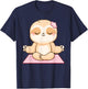 Girls Yoga Meditating Cute Fitness Meditation Sloth T-Shirt - T-Shirt | Navy