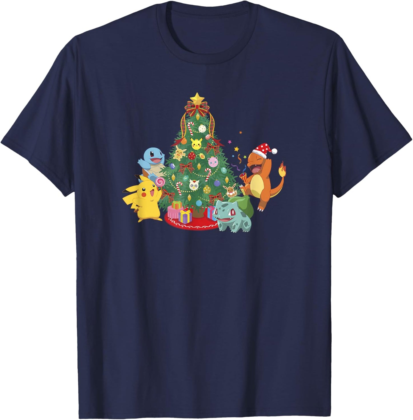 Pokémon Christmas Tree Dance Party Group Shot T-Shirt - T-Shirt | Navy