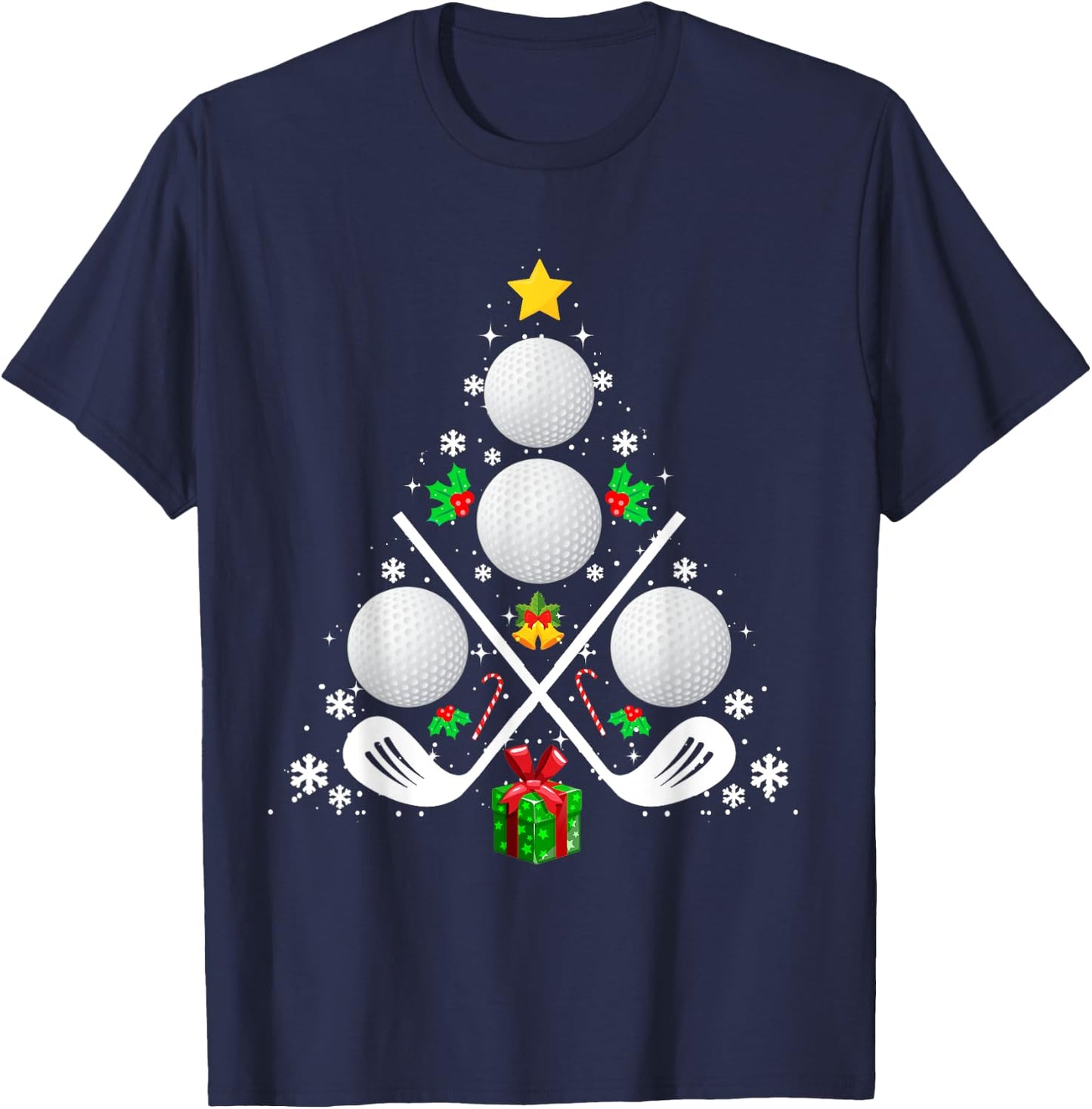 Golf Equipment Christmas Tree Christmas Golf T-Shirt - T-Shirt | Navy