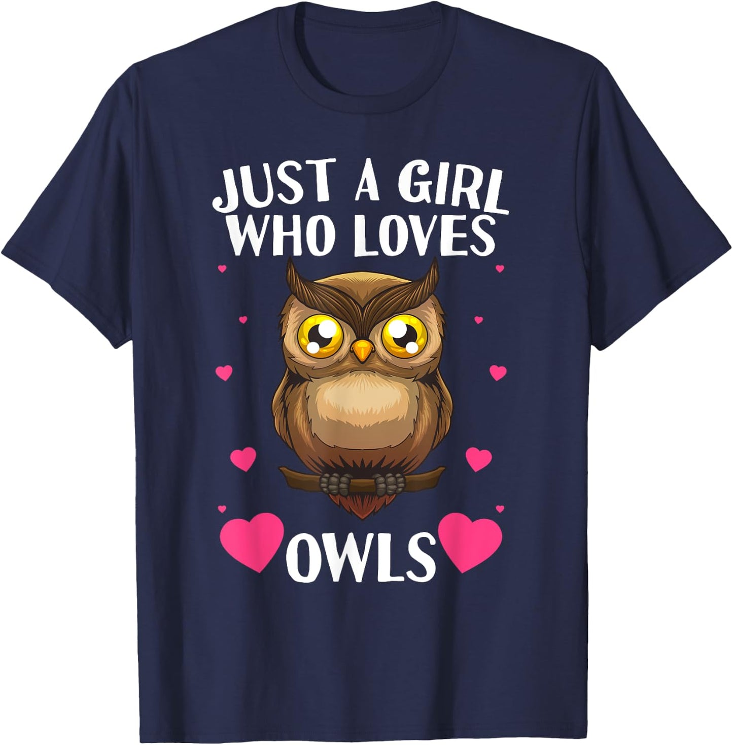 Funny Owl Design Girls Nocturnal Bird Owl Lovers T-Shirt - T-Shirt | Navy