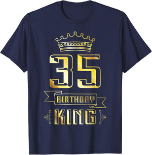 Birthday King 35 Year Old Funny Bday Awesome Party 35th T-Shirt - T-Shirt | Navy