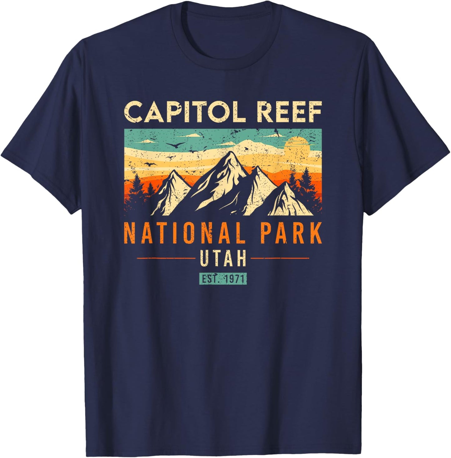 Capitol Reef Est. 1971 Vintage Retro Utah National Park T-Shirt - T-Shirt | Navy