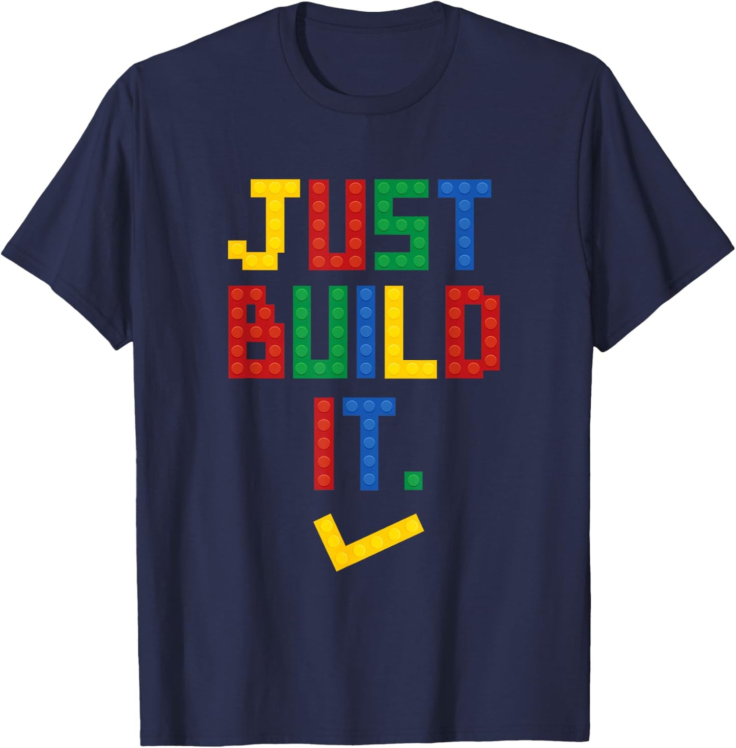 Just Build It Master Builder Building Block Boys Girls T-Shirt - T-Shirt | Navy