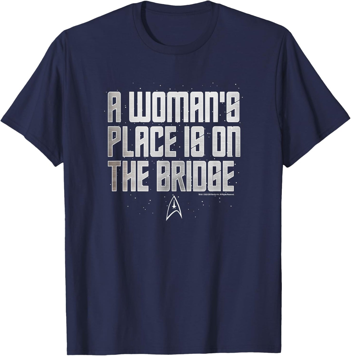 Star Trek A Woman's Place is On The Bridge Text T-Shirt - T-Shirt | Navy