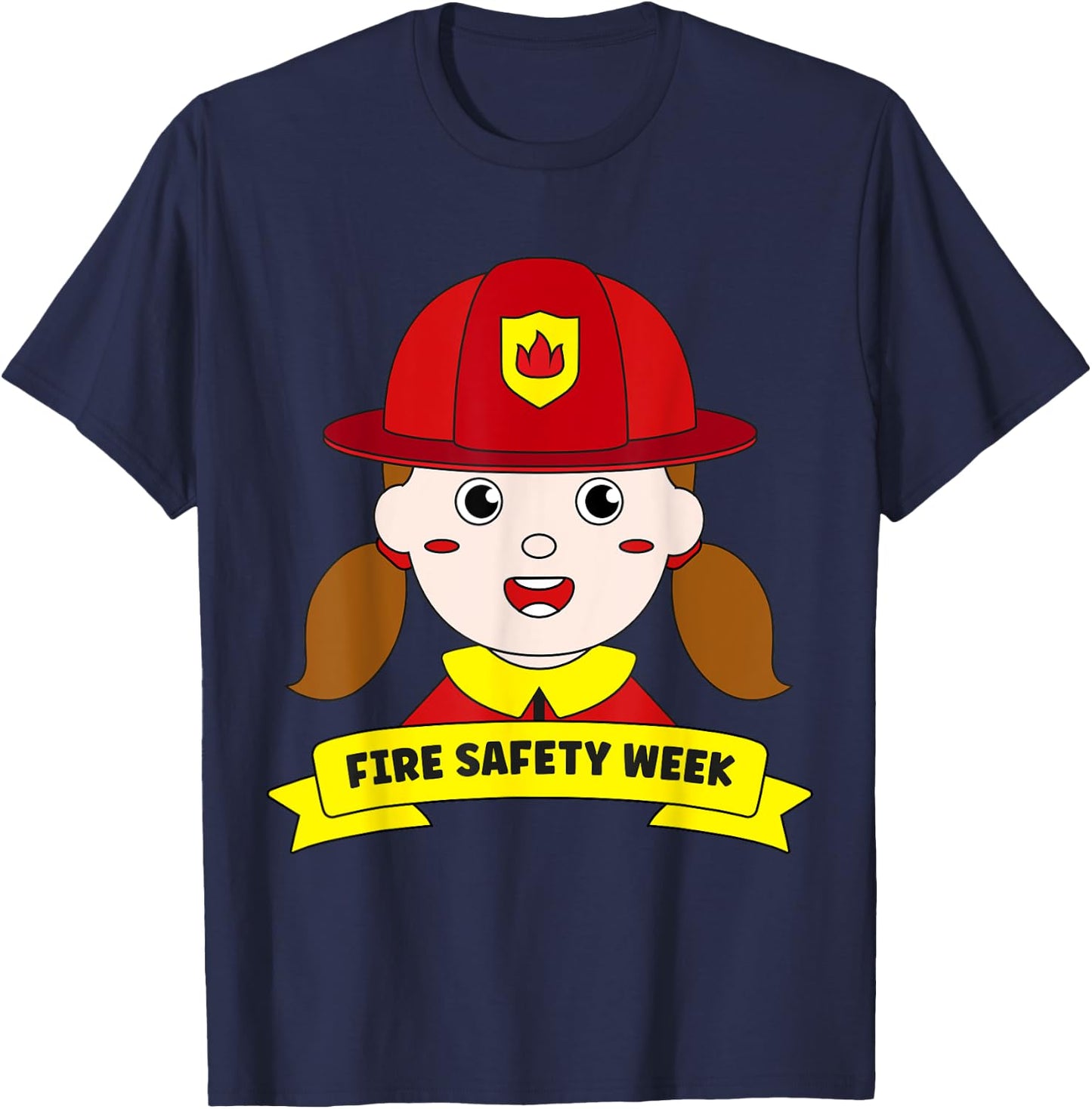 Fire Safety Week Firefighter Prevention Fireman Girl Hero T-Shirt - T-Shirt | Navy