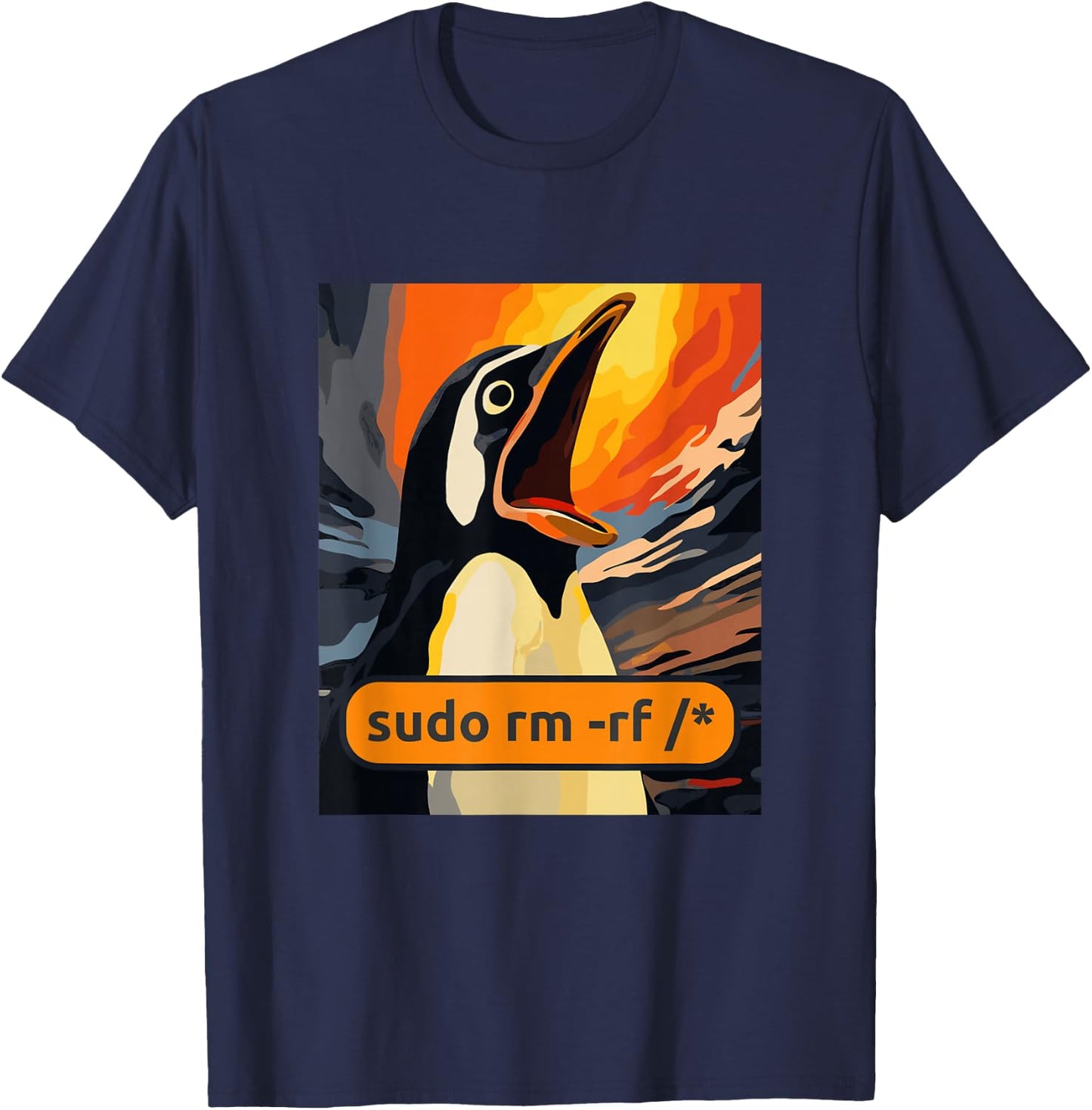 Screaming Tux Linux sudo rm -rf/ T-Shirt - T-Shirt | Navy