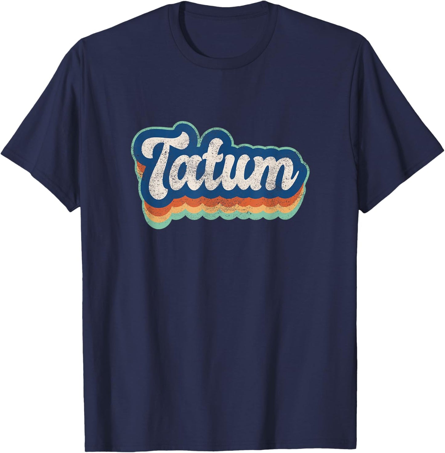 Tatum First Name Boy Vintage Style 70s 80s Personalized T-Shirt - T-Shirt | Navy