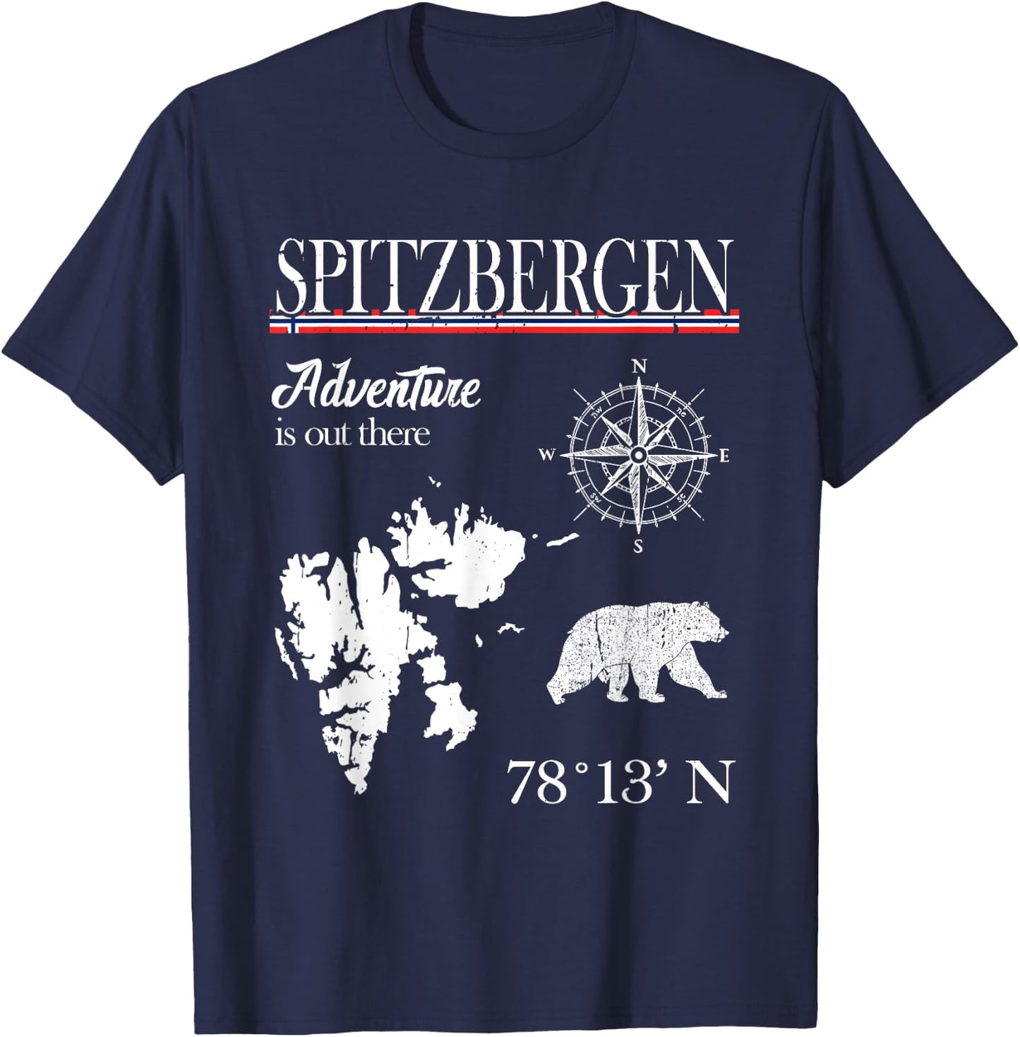 Spitzbergen Svalbard - Adventure Is Out There - Norway Flag T-Shirt - T-Shirt | Navy