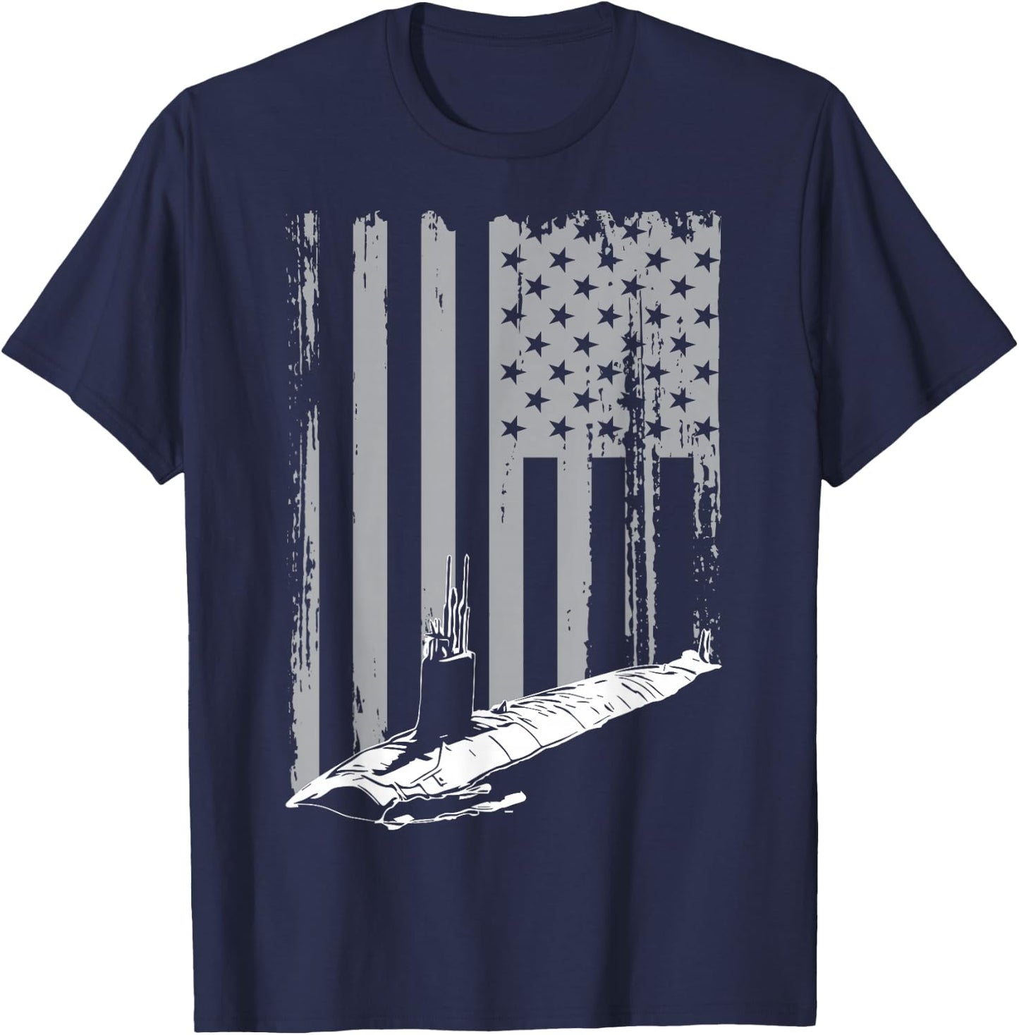 Submariner American Flag Patriotic Submarine Veteran Grandpa T-Shirt - T-Shirt | Navy