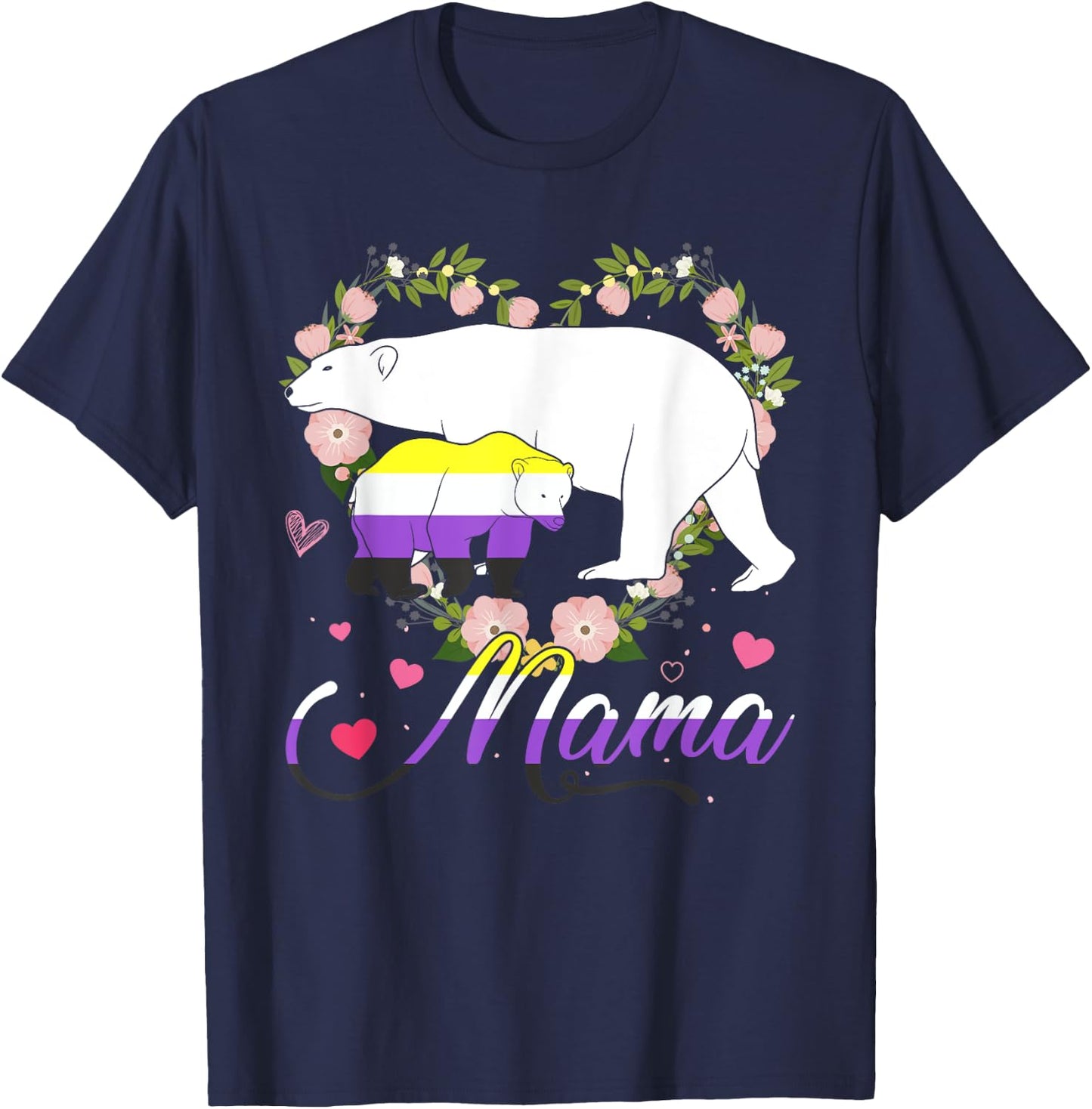 Funny Mama Bear Non-Binary Agender Genderqueer Pride Month T-Shirt - T-Shirt | Navy