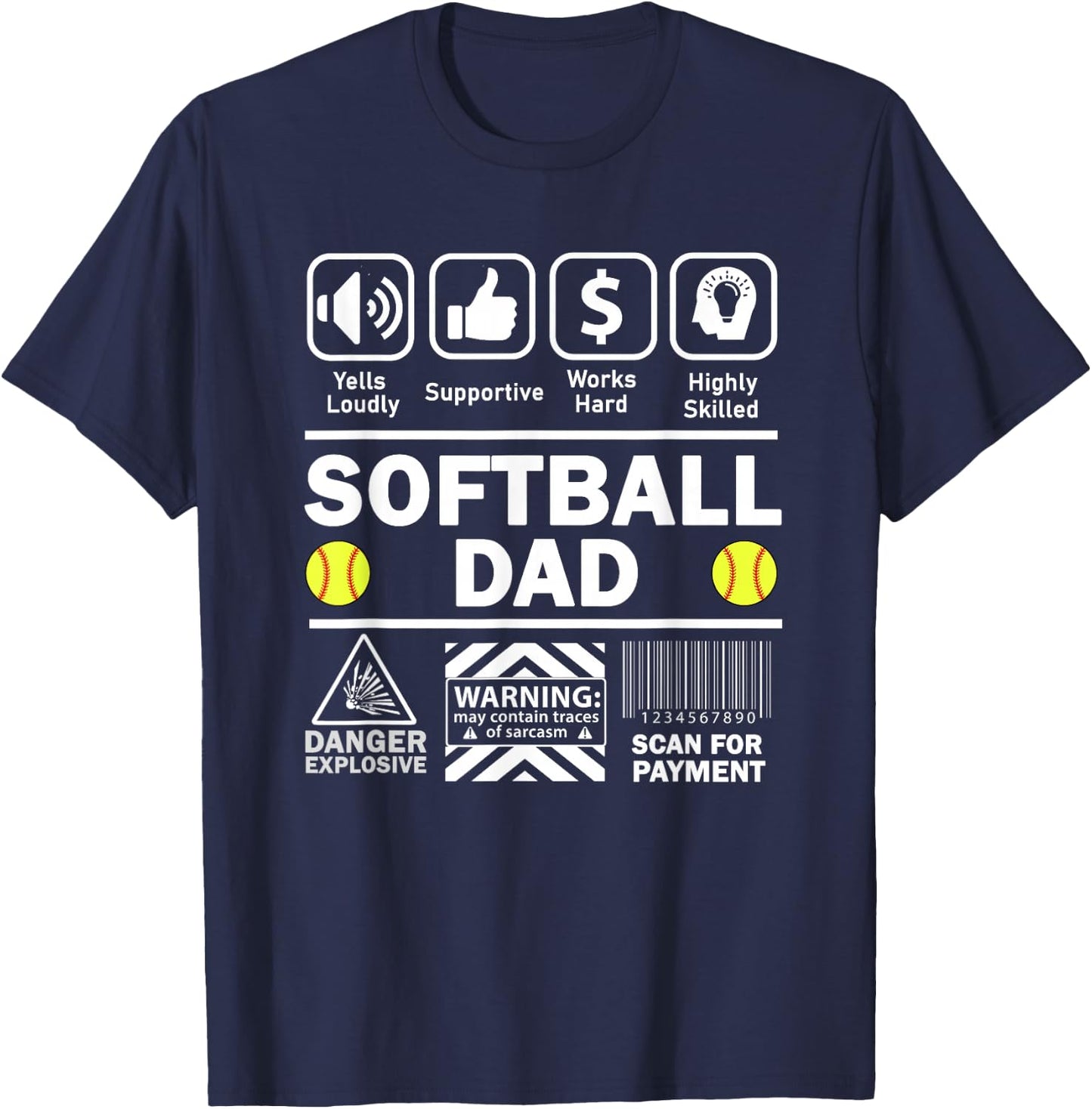 Softball Dad Funny Contents of Sports Father T-Shirt - T-Shirt | Navy