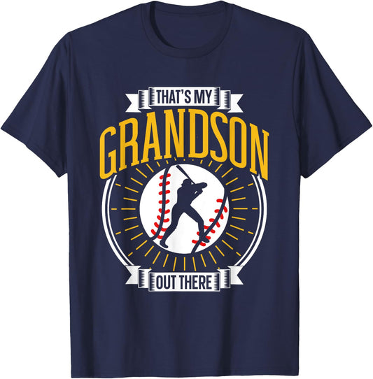 That's My Grandson Out There Baseball Sports Hobby Athlete T-Shirt - T-Shirt | Navy