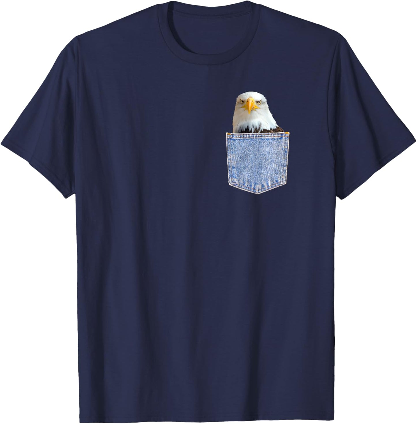 Freedom Patriotic Bald Eagle Pocket shirt Funny Bird Animal T-Shirt - T-Shirt | Navy