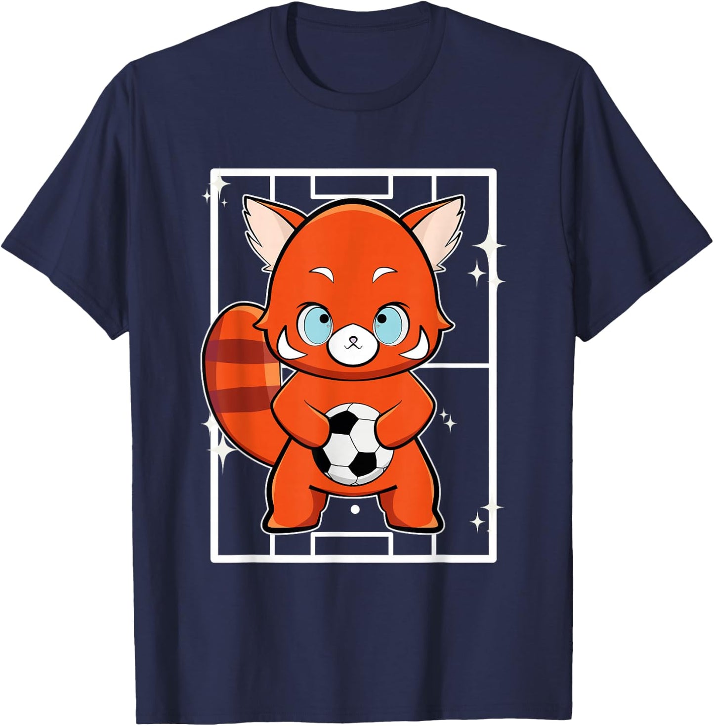 Red Panda with Football T-Shirt - T-Shirt | Navy