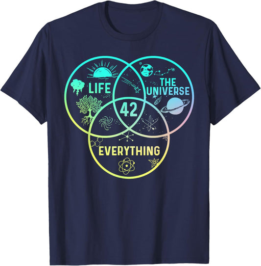 42 Answer To Life The Universe And Everything Funny Design T-Shirt - T-Shirt | Navy
