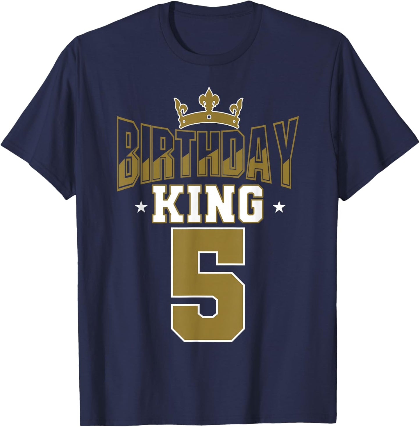 Birthday King 5 Bday Party Celebration 5th Royal Theme T-Shirt - T-Shirt | Navy