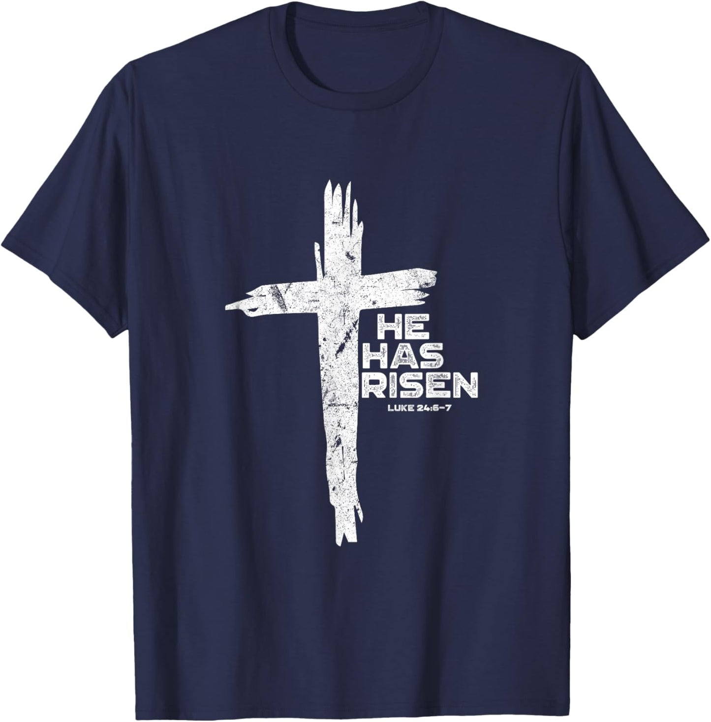 Happy Easter Jesus He Has Risen Religious Christian T-Shirt - T-Shirt | Navy