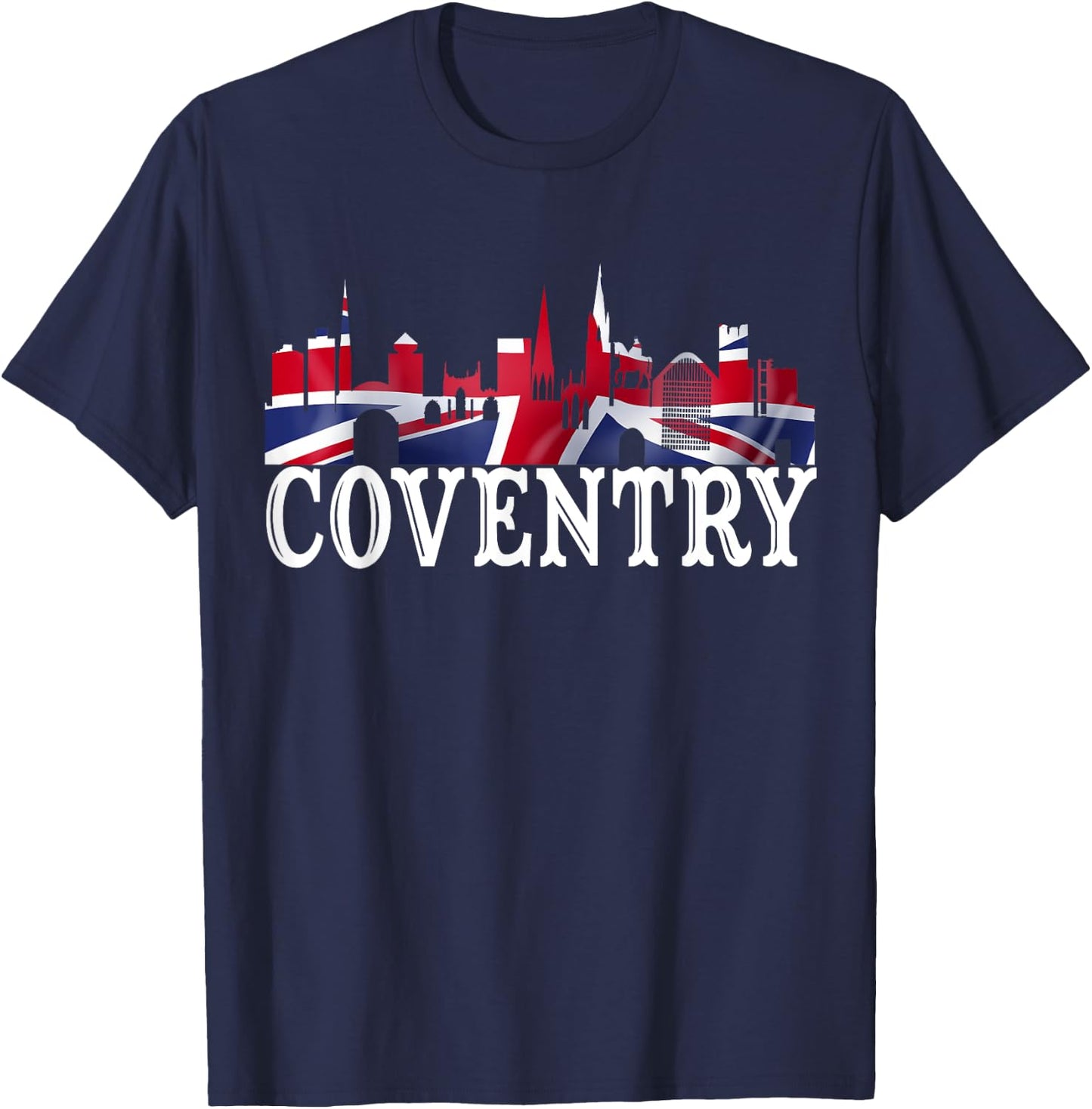 Coventry City Skyline - I Love Coventry England UK Flag T-Shirt - T-Shirt | Navy