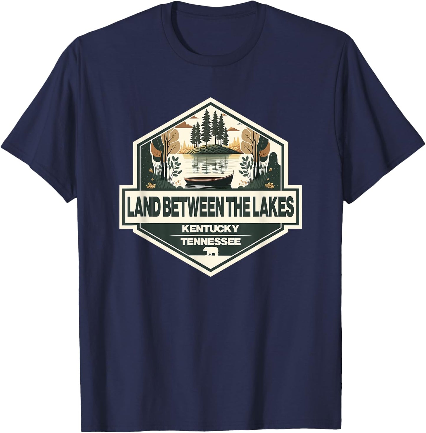Land Between the Lakes Travel Art Badge Vintage T-Shirt - T-Shirt | Navy