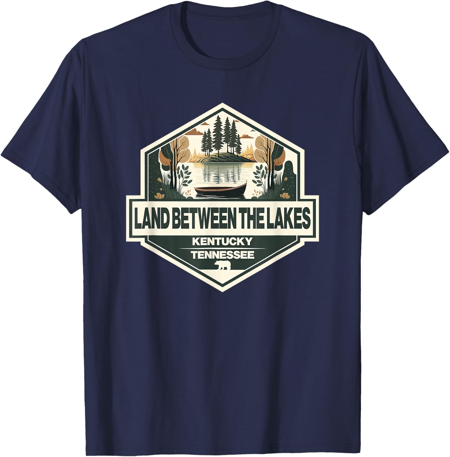 Land Between the Lakes Travel Art Badge Vintage T-Shirt - T-Shirt | Navy