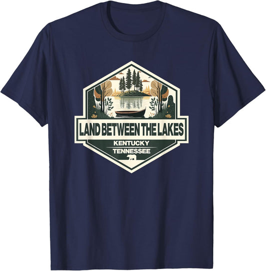 Land Between the Lakes Travel Art Badge Vintage T-Shirt - T-Shirt | Navy