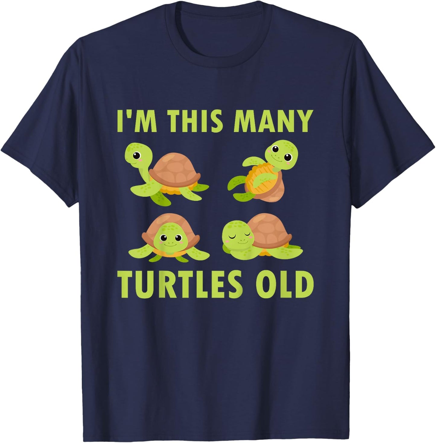 Kids 4 Year Old Boy Sea Turtles Old 4th Birthday Kids T-Shirt - T-Shirt | Navy
