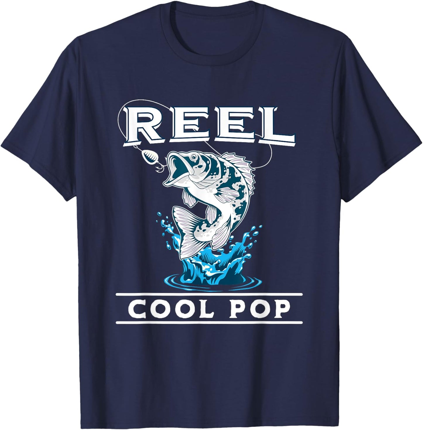Fishing Reel Cool Pop Father’s day For Fisherman Dad T-Shirt - T-Shirt | Navy