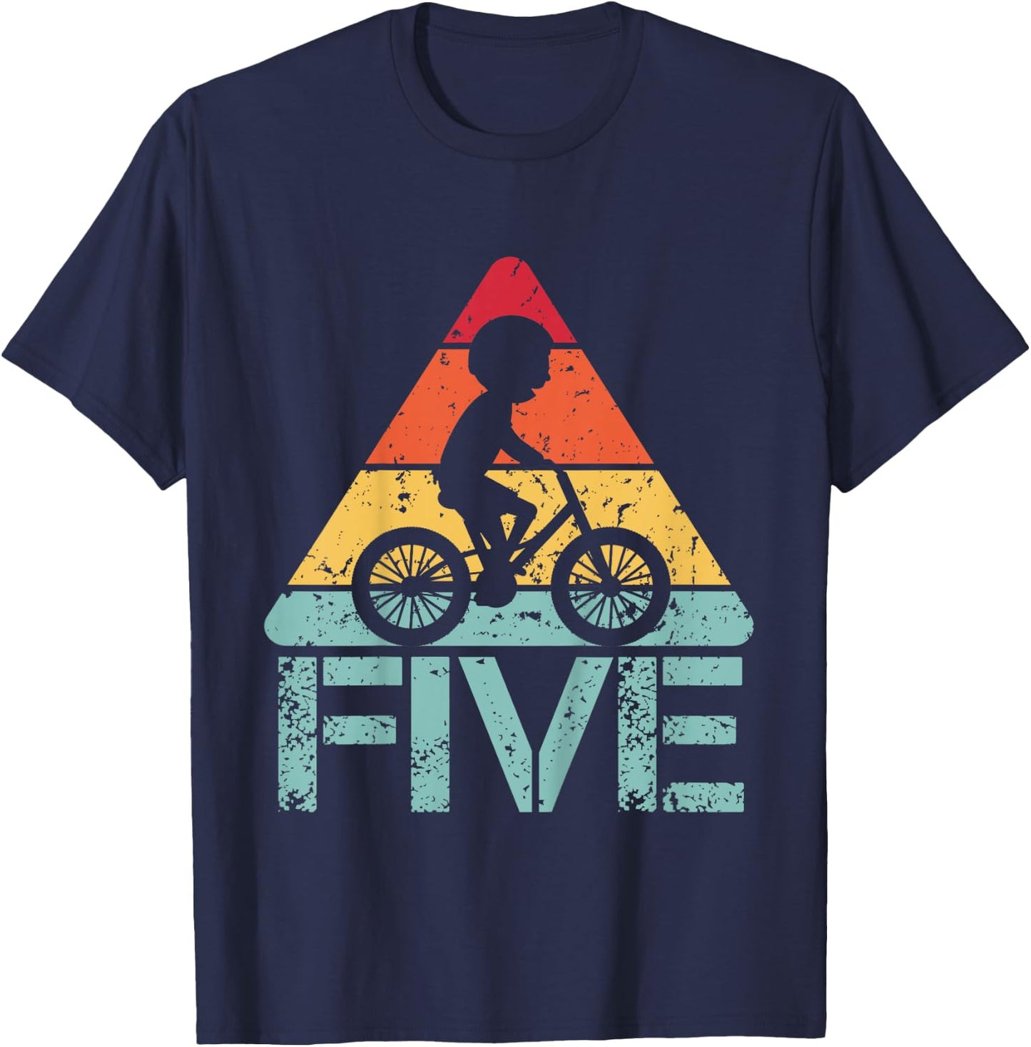 Cyclist Five Birthday Cycling 5th 5 Year Old Bike Birthday T-Shirt - T-Shirt | Navy