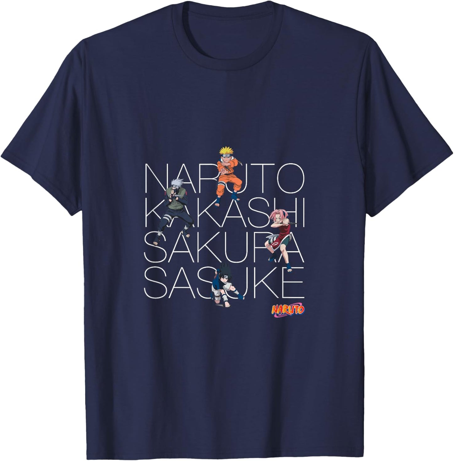 Naruto Classic Naruto Kakashi Sakura & Sasuke T-Shirt - T-Shirt | Navy