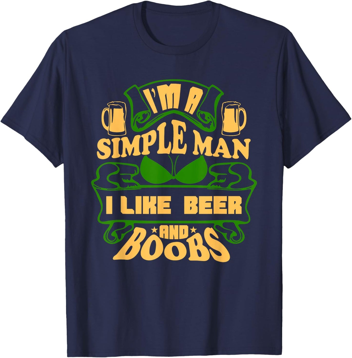 Beer Boobs St. Patrick's Day Funny Titties Drinking T-Shirt - T-Shirt | Navy