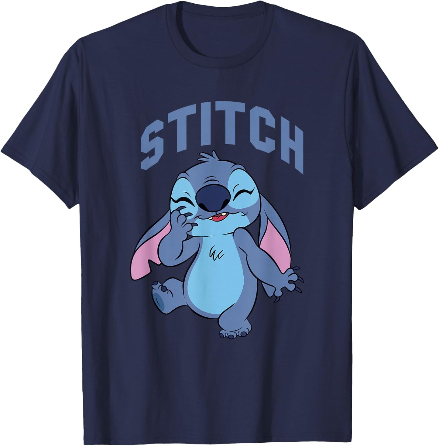 Disney Lilo & Stitch Cute Laughing Stitch Portrait T-Shirt - T-Shirt | Navy